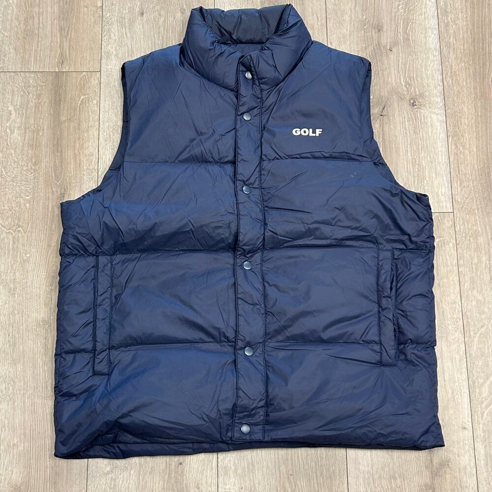 Golf Wang navy blue reversible puffer vest size XL B22
